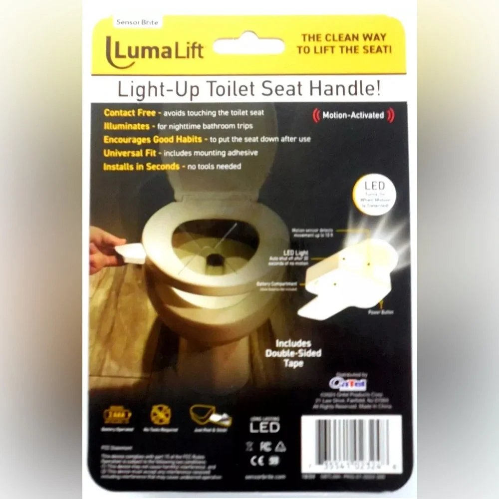 Lot of 4 LumaLift Motion-Activated LED Light-Up Toilet Seat Handles NEW